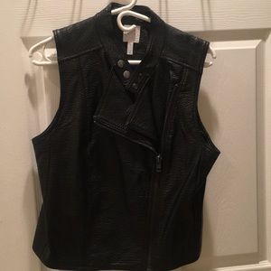 Black faux leather Moto vest